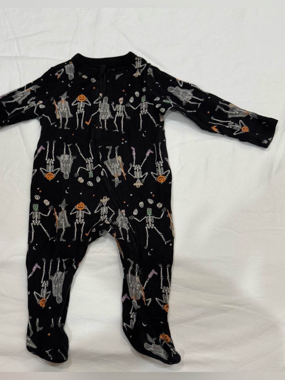 Old Navy Black Halloween Skeleton Print Footed One-Piece